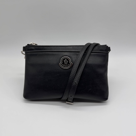 Moncler Authentic Leather Black Crossbody Waist Bag - Picture 2 of 16
